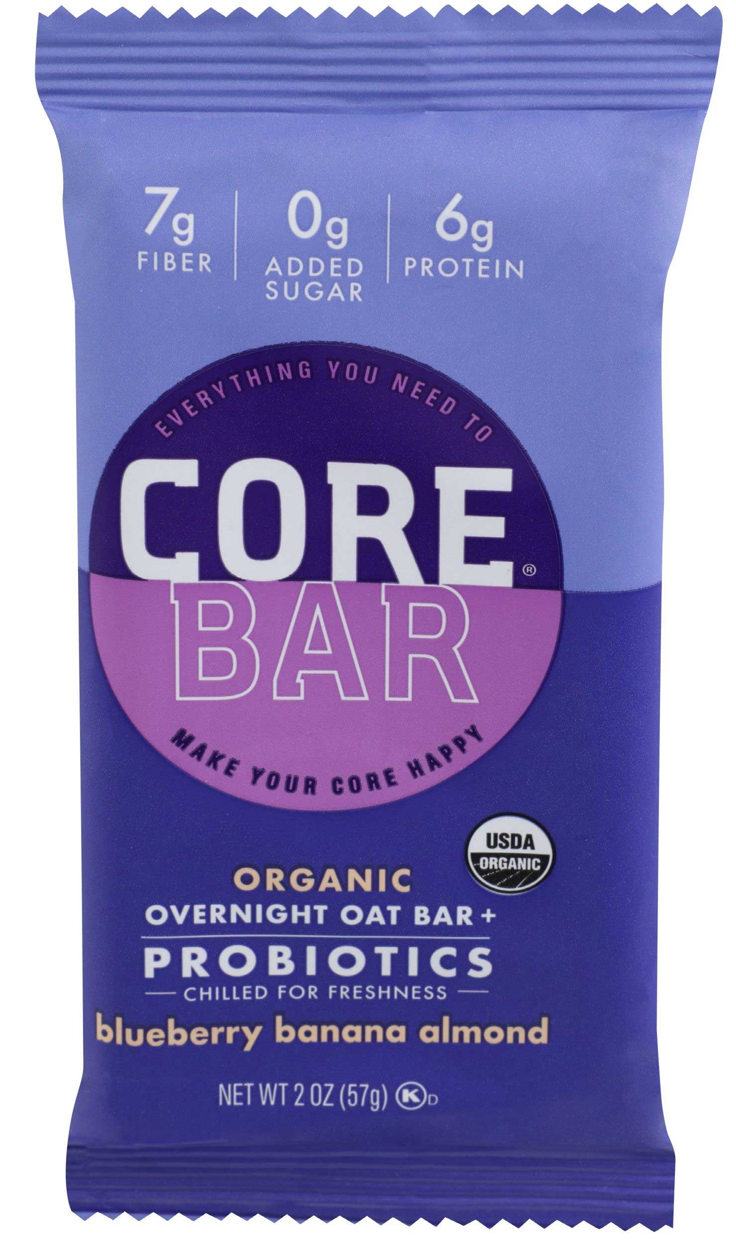 Core Bar Organic Blueberry Banana Almond Probiotics Plus Overnight Oat Bar, 2 Ounce -- 8 per case