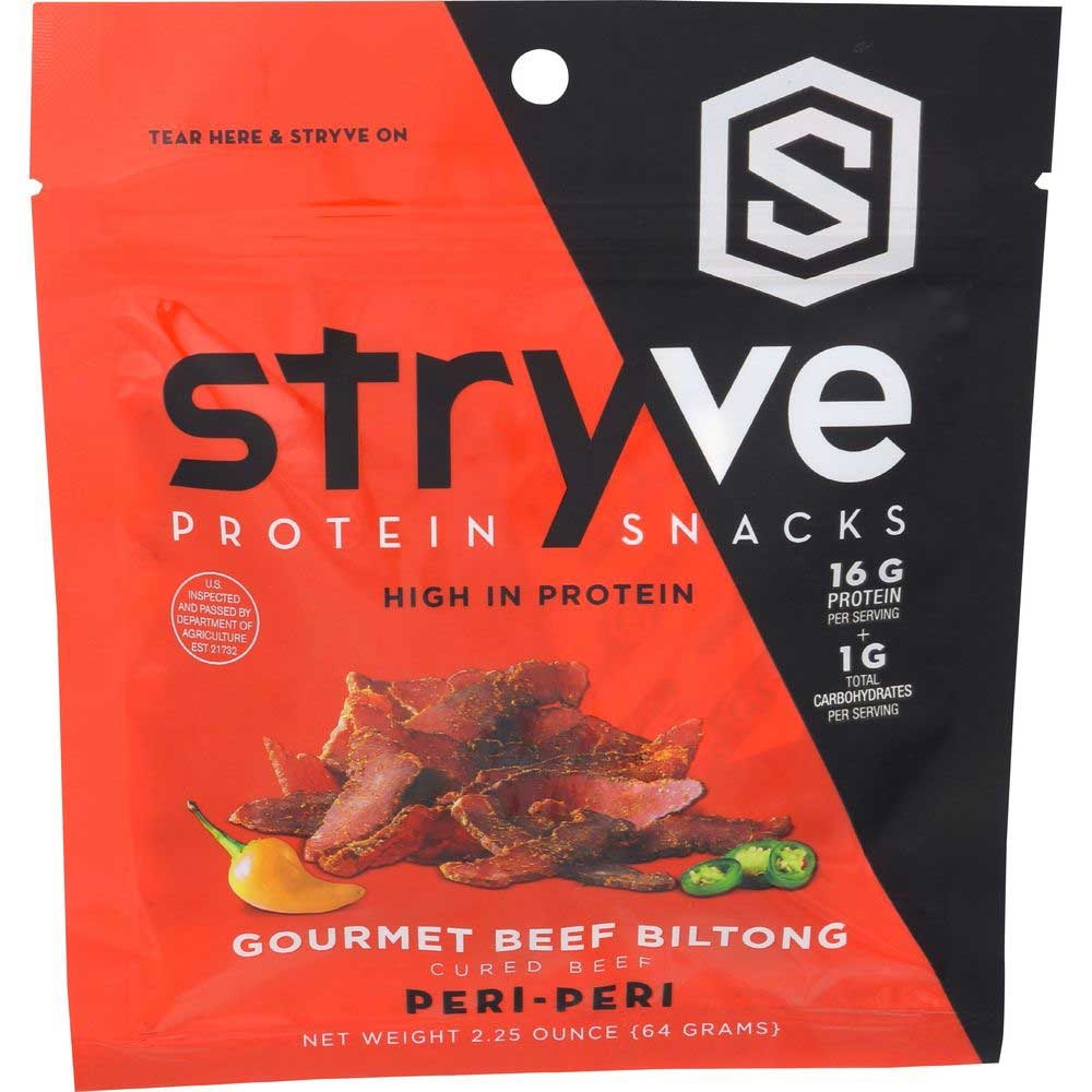 Stryve Peri Peri Gourmet Beef Biltong Protein Snack, 2.25 Ounce -- 12 per case