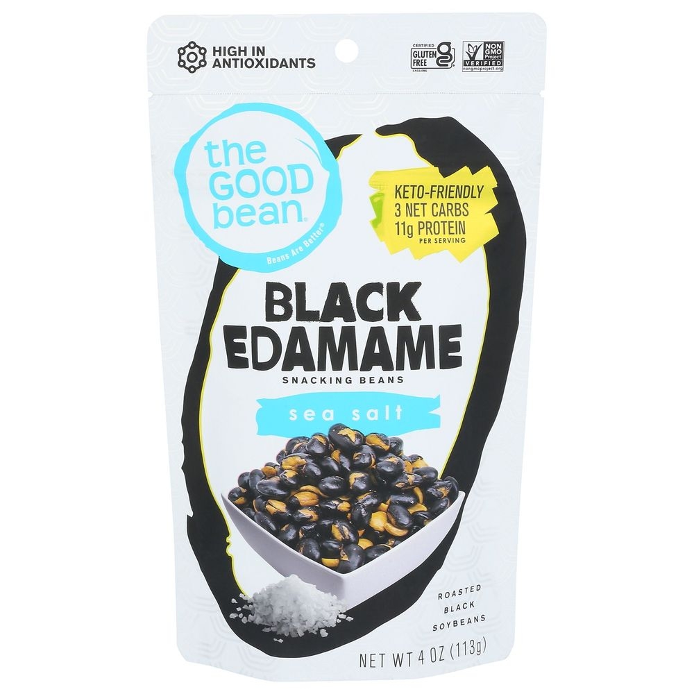The Good Bean Sea Salt Black Edamame Snacking Beans, 4 Ounce -- 6 per case