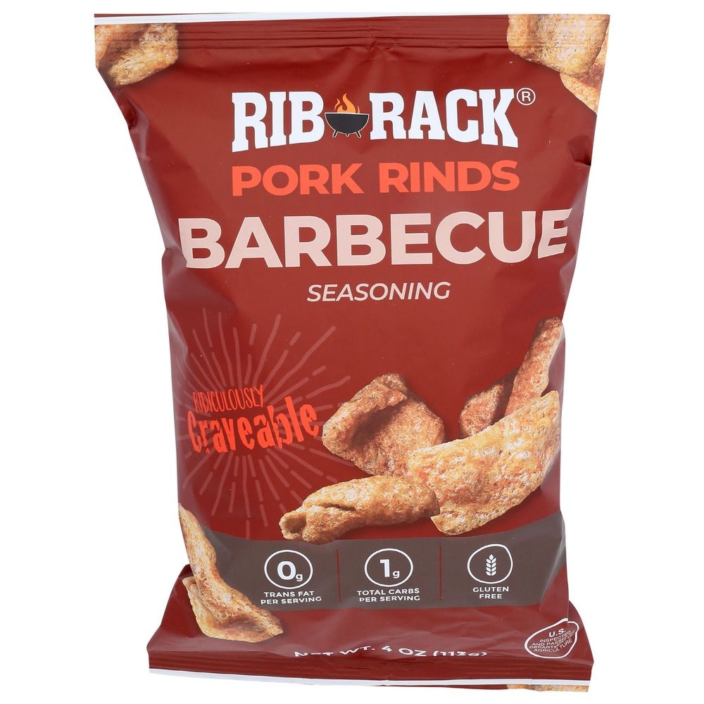 Rib Rack Barbecue Pork Rinds, 4 Ounce -- 6 per case
