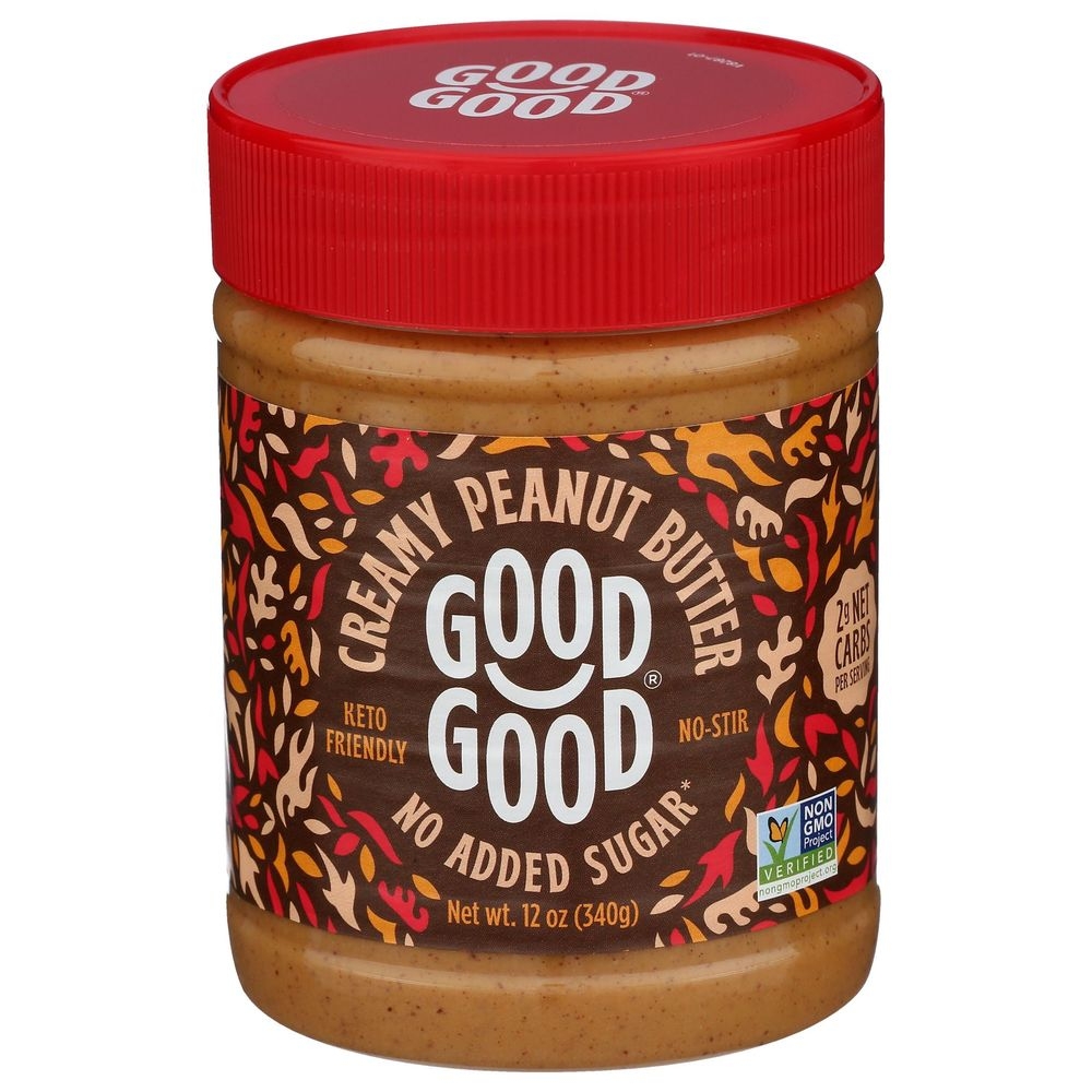 Good Good No Sugar Added Creamy Peanut Butter, 12 Ounce -- 6 per case
