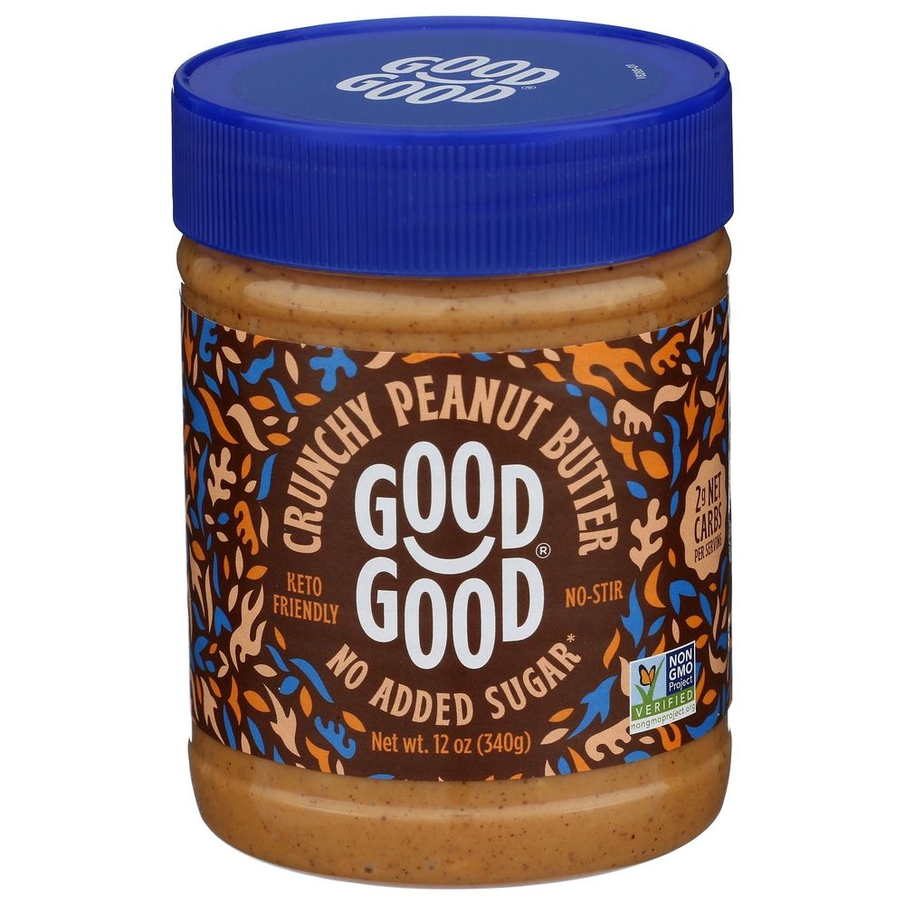 Good Good No Sugar Added Crunchy Peanut Butter, 12 Ounce -- 6 per case