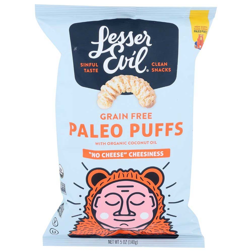 Lesser Evil Organic No Cheese Cheesiness Paleo Puffs, 5 Ounce -- 9 per case