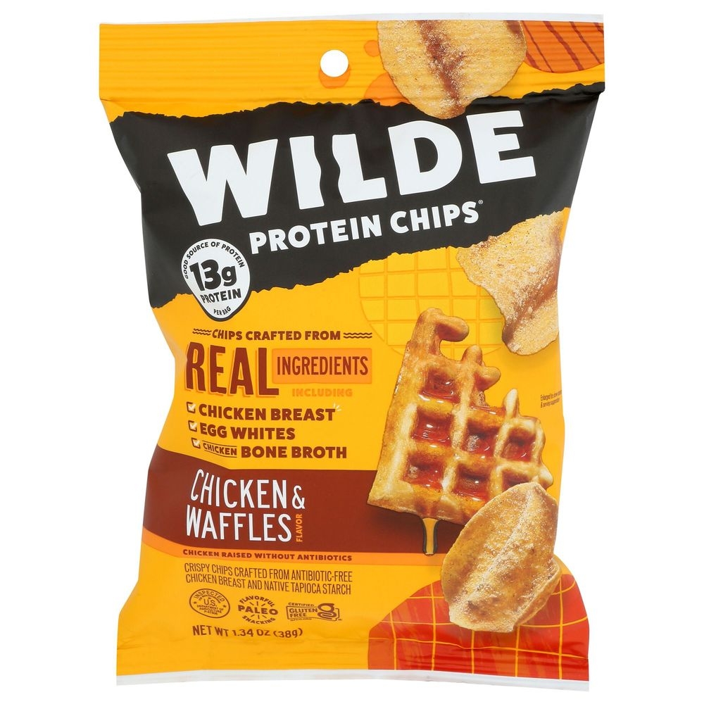 Wilde Snacks Chicken and Waffles Protein Chips, 1.34 Ounce -- 8 per case