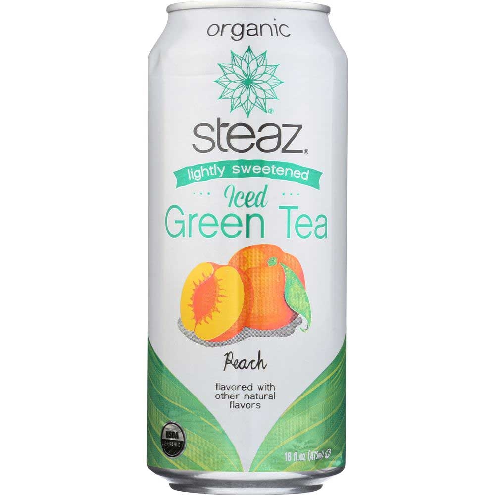 Steaz Peach Iced Green Tea, 16 Ounce -- 12 per case