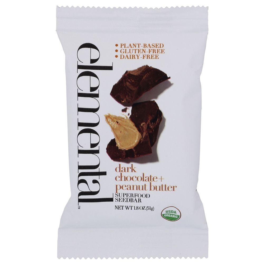 Elemental Organic Dark Chocolate Peanut Butter Seedbar, 1.8 Ounce -- 12 per case