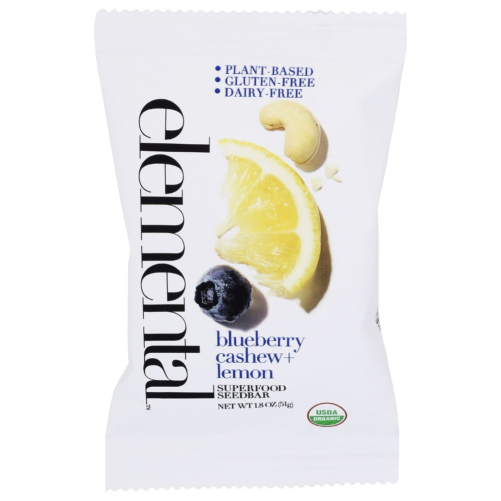 Elemental Organic Blueberry Cashew Lemon Seedbar, 1.8 Ounce -- 12 per case