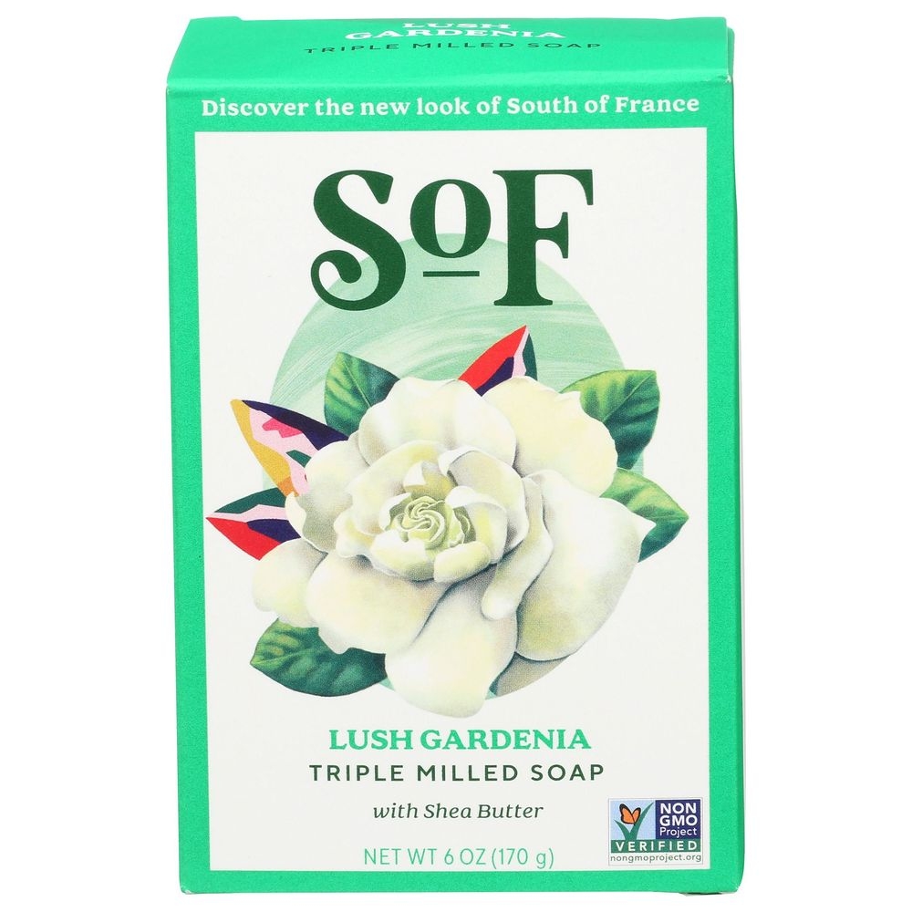 South Of France Lush Gardenia Triple Milled Bar Soap, 6 Ounce -- 3 per case
