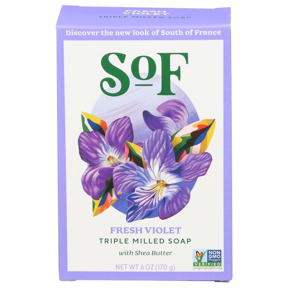 South of France Fresh Violet Triple Milled Bar Soap, 6 Ounce