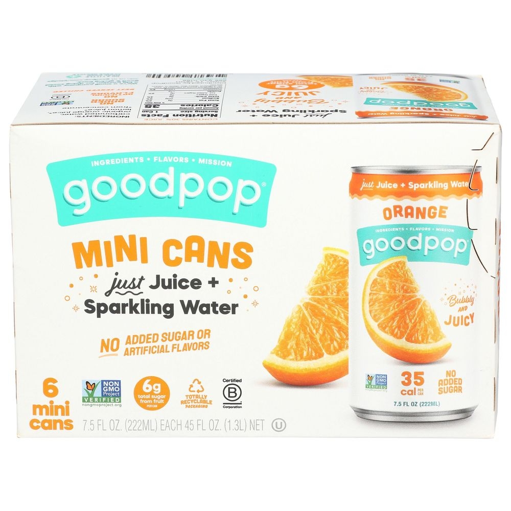 Goodpop Orange Sparkling Juice, 7.5 Fluid Ounce -- 24 per case