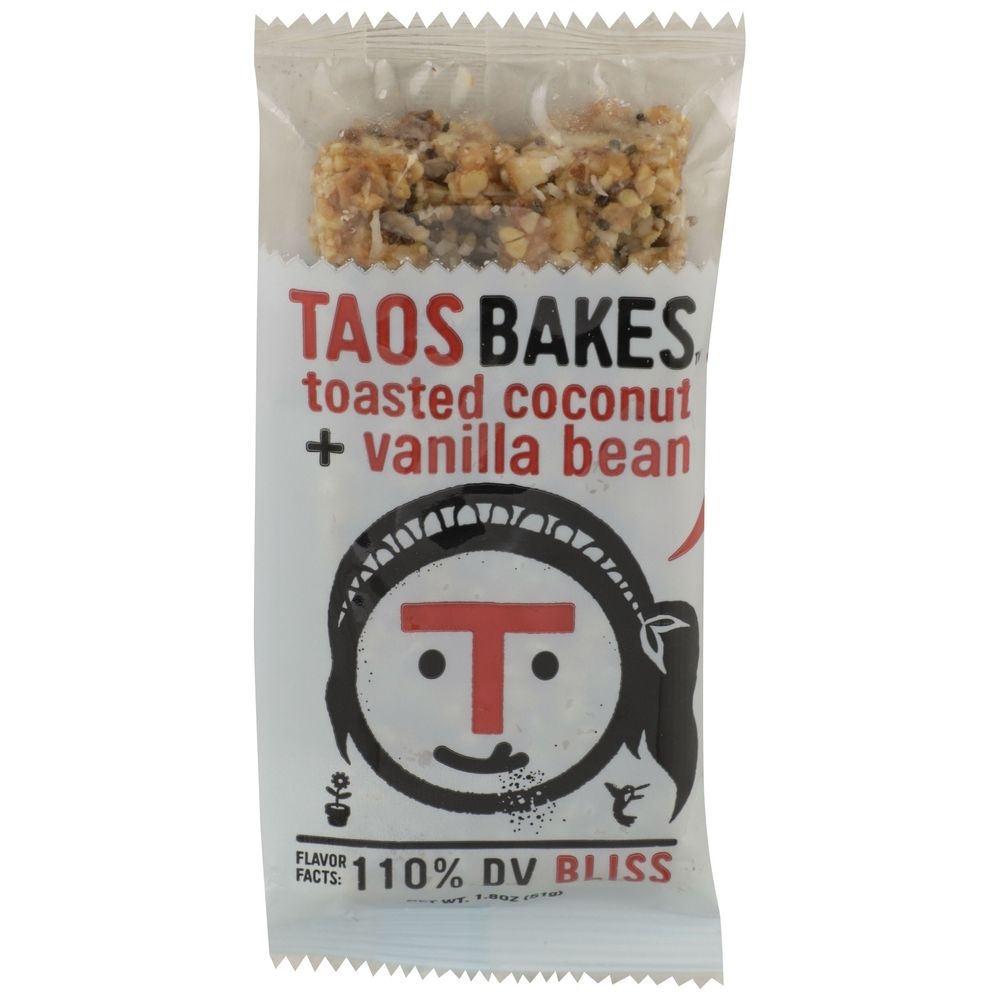 Taos Bakes Toasted Coconut and Vanilla Bean Snack Bar, 1.8 Ounce -- 12 per case