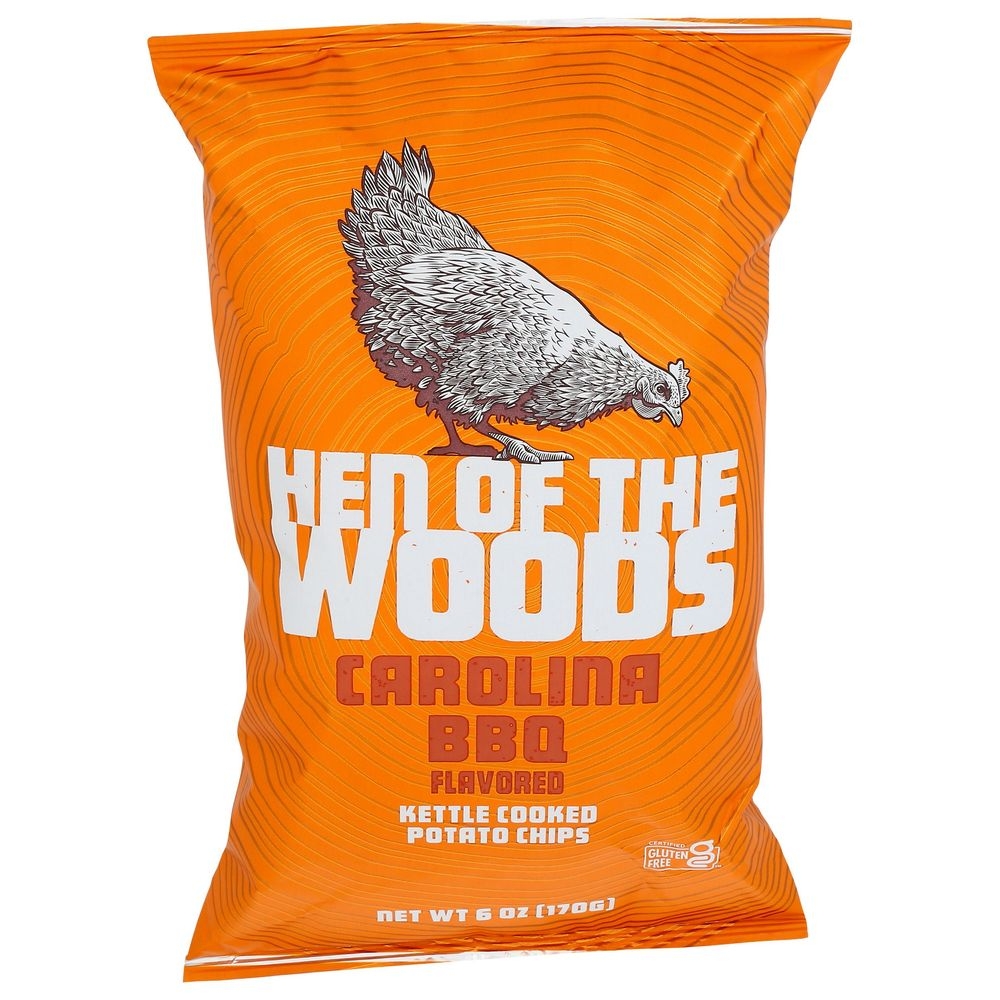 Hen of the Woods Gluten Free Carolina Bbq Kettle Cooked Potato Chips, 6 Ounce -- 12 per case