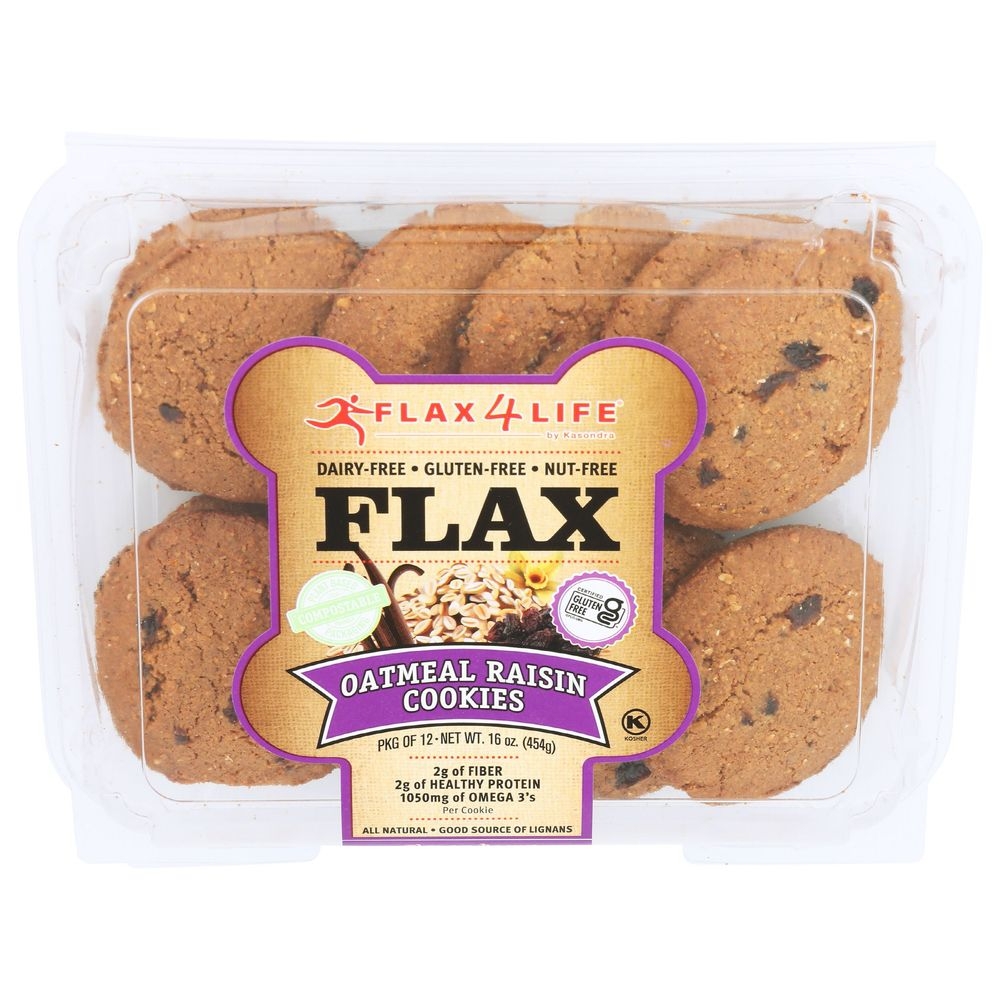 Flax 4 life Oatmeal Raisin Cookies, 16 Ounce -- 6 per case