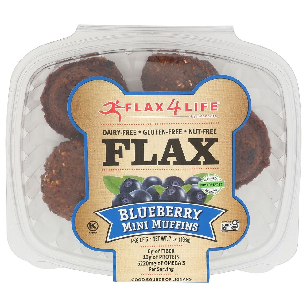 Flax4Life Blueberry Mini Muffin, 7 Ounce -- 8 per case.
