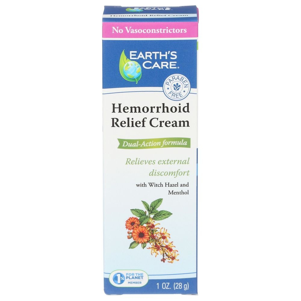 Earths Care Hemorrhoid Relief Cream, 1 Ounce