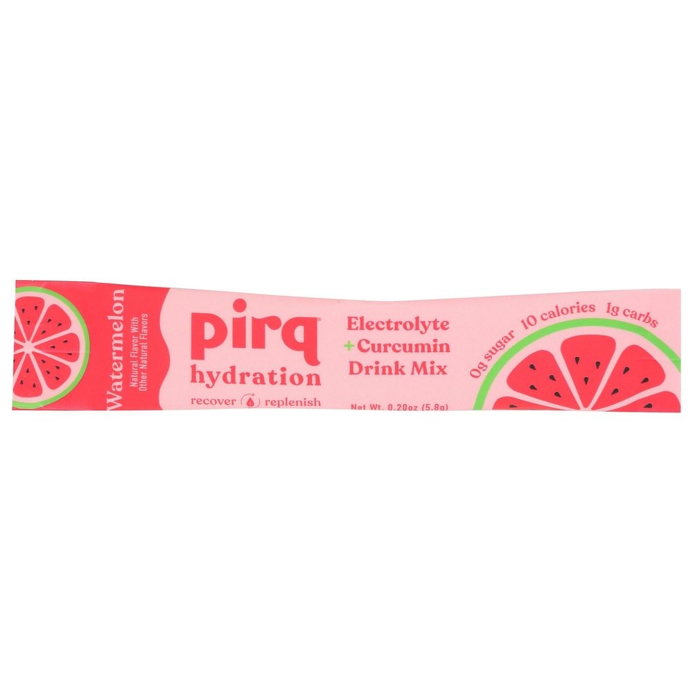 Pirq Watermelon Electrolyte Plus Curcumin Hydration Drink Mix, 10 count