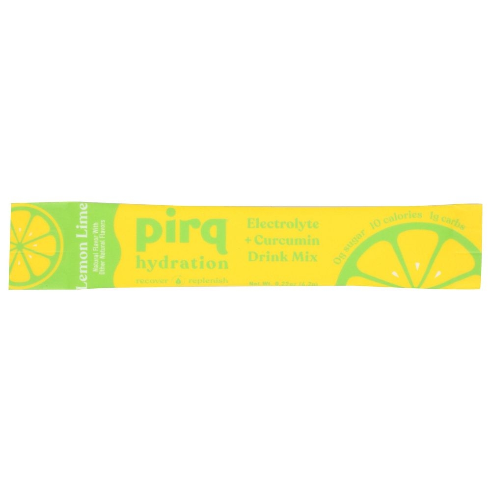 Pirq Lemon Lime Electrolyte Plus Curcumin Hydration Drink Mix, 10 count