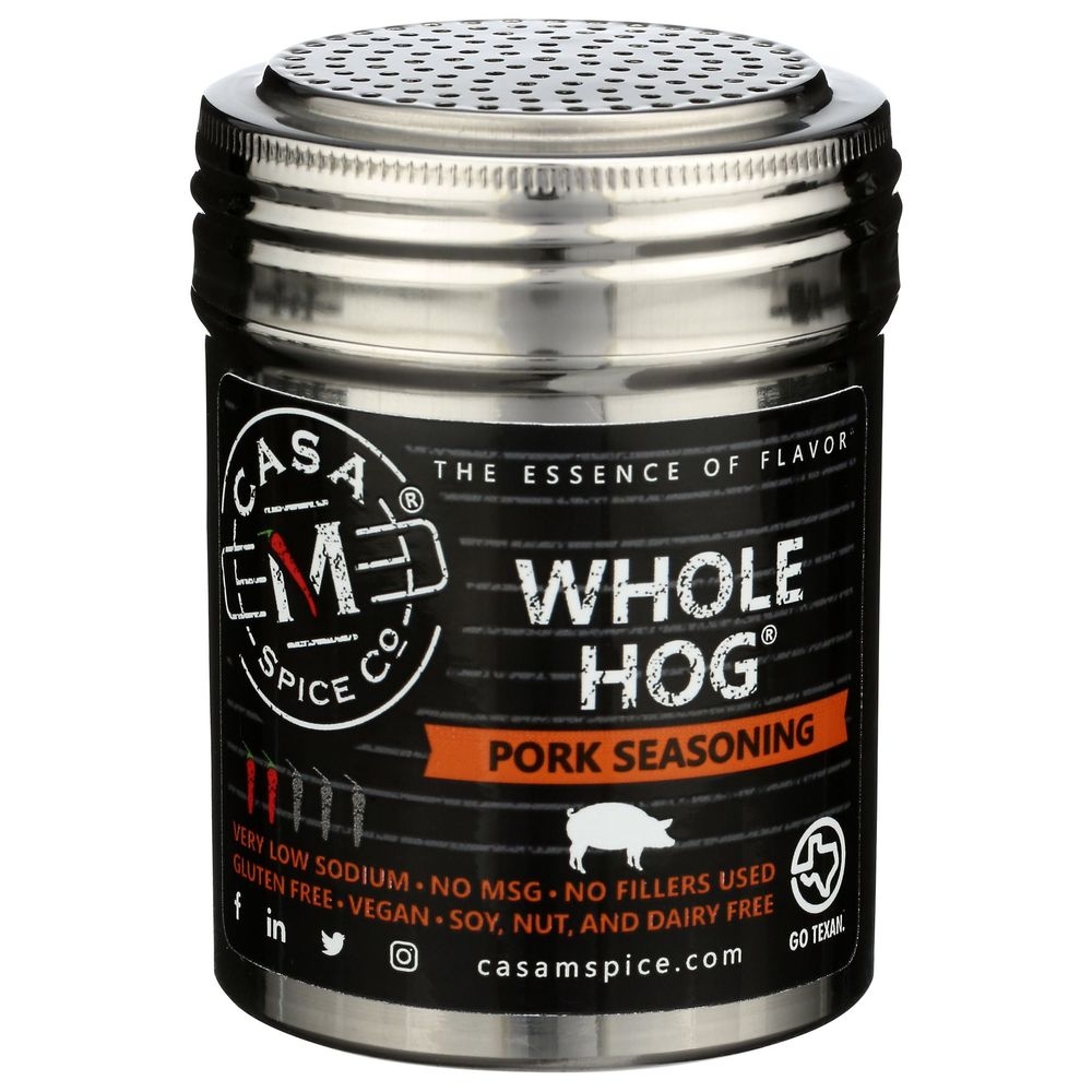 Casa M Spice Co Whole Hog Pork Seasoning in Stainless Steel Shaker, 6 Ounce -- 6 per case