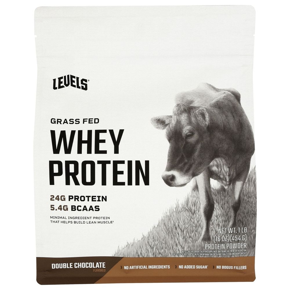 Levels Double Chocolate Grass Fed Whey Protein Powder, 16 Ounce
