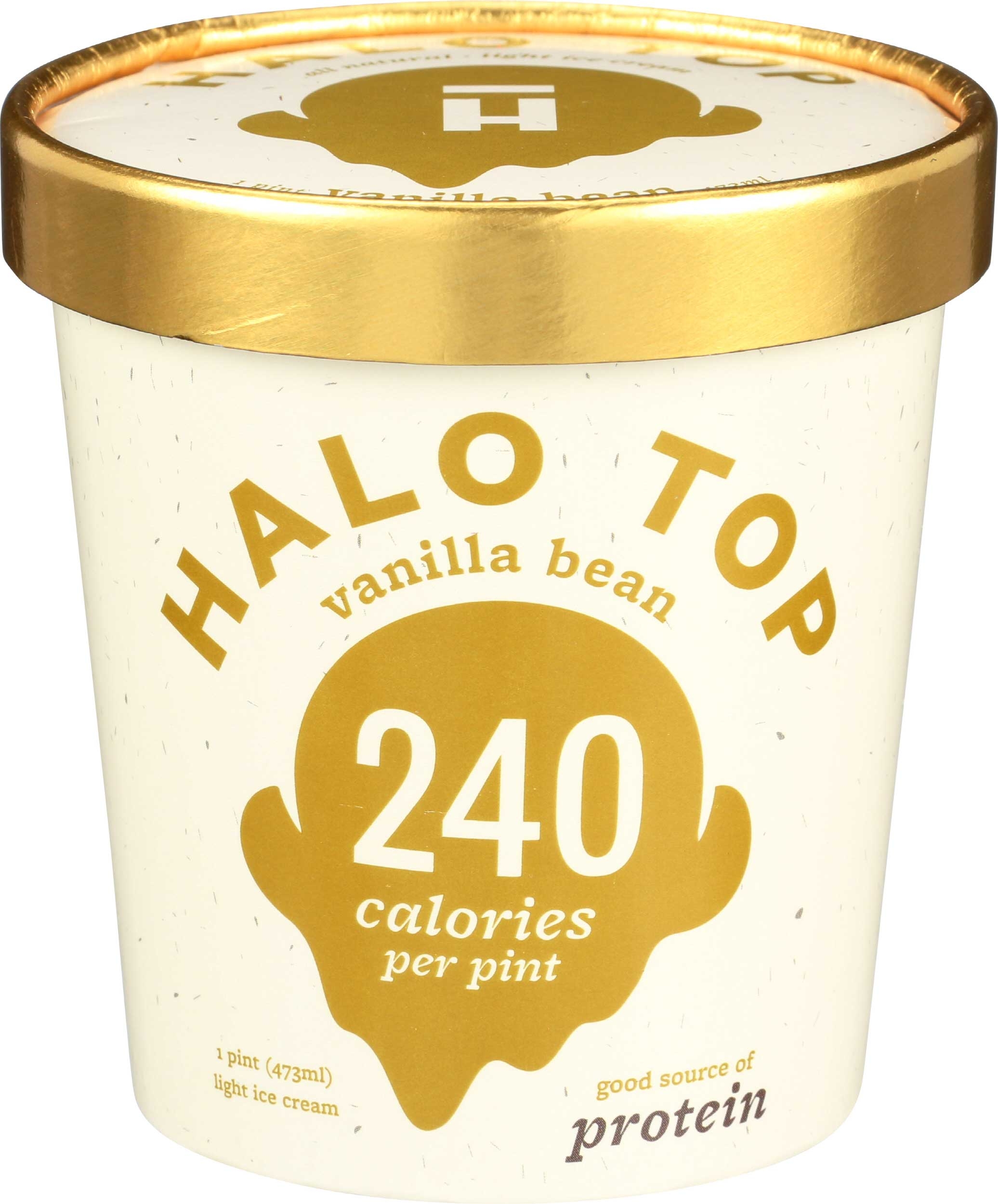 Halo Top Vanilla Bean Light Ice Cream, 1 Pint -- 8 per case