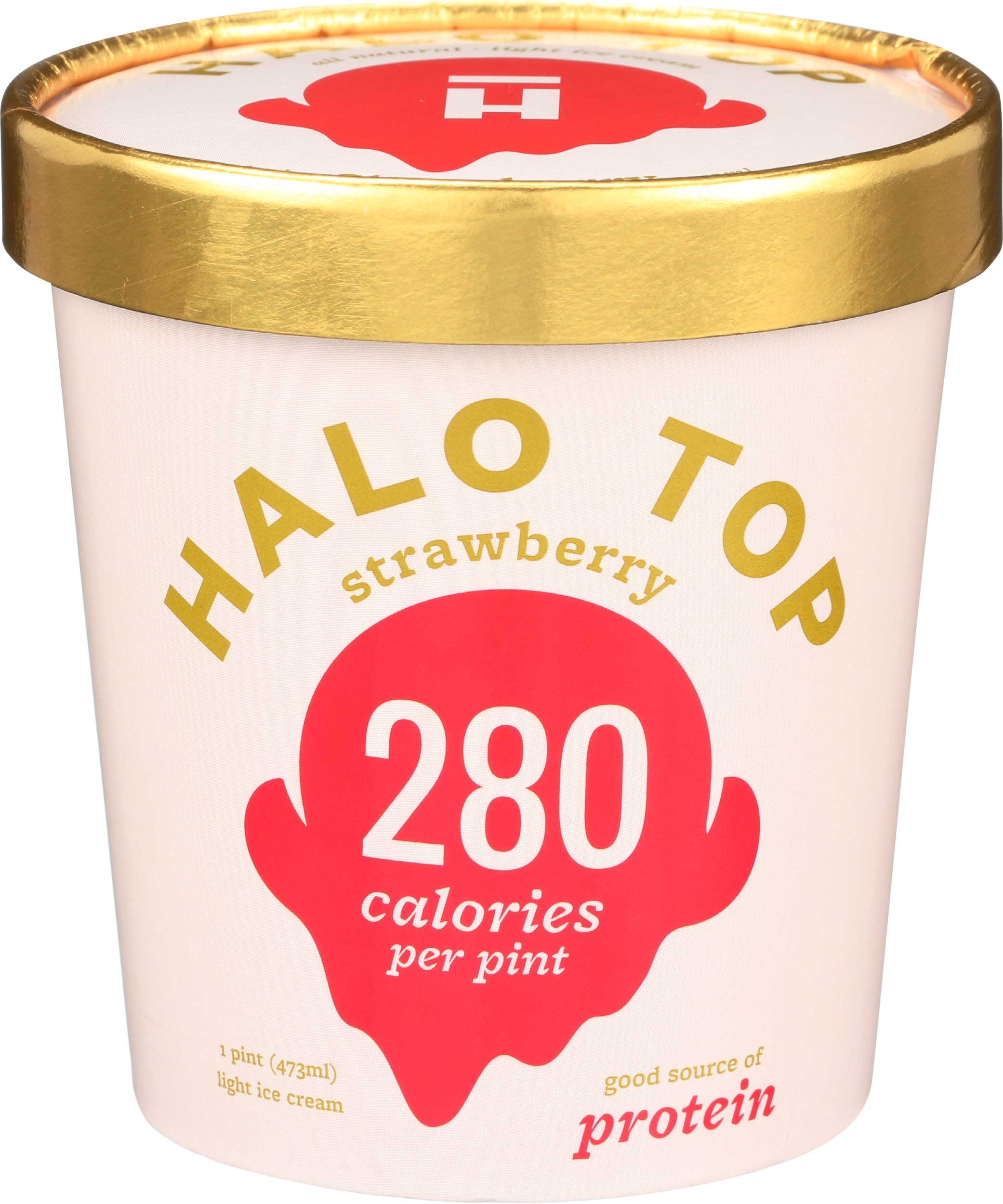 Halo Top Strawberry Light Ice Cream, 1 Pint -- 8 per case