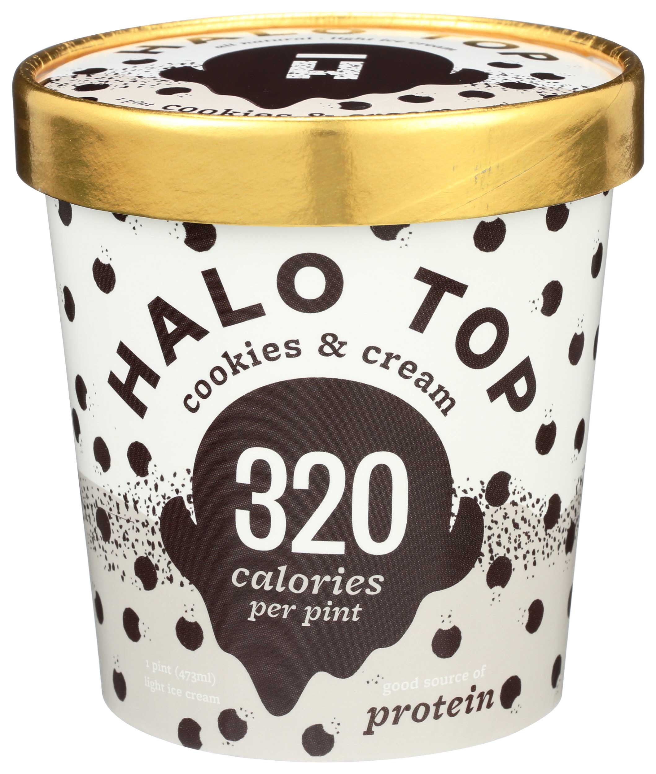 Halo Top Cookies and Cream Light Ice Cream, 16 Fluid Ounce -- 8 per case