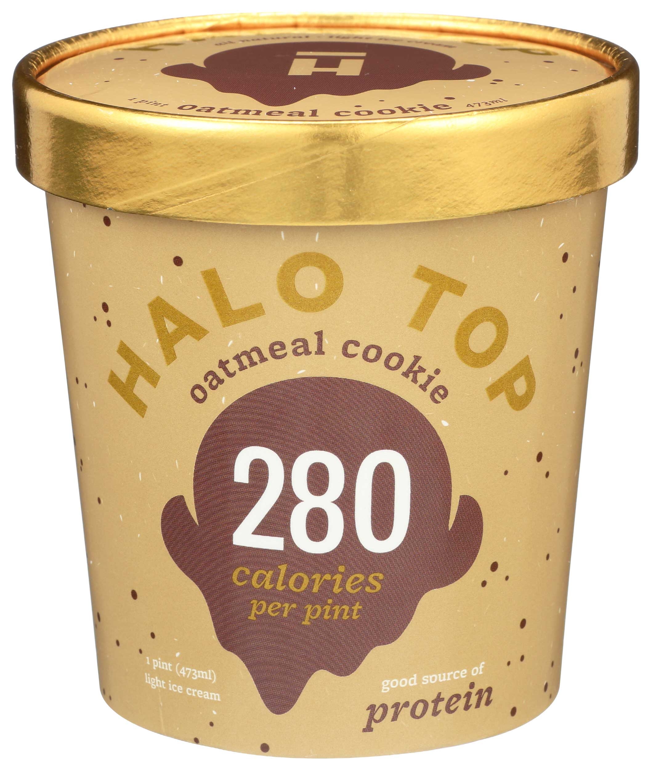 Halo Top Oatmeal Cookie Light Ice Cream, 16 Fluid Ounce -- 8 per case