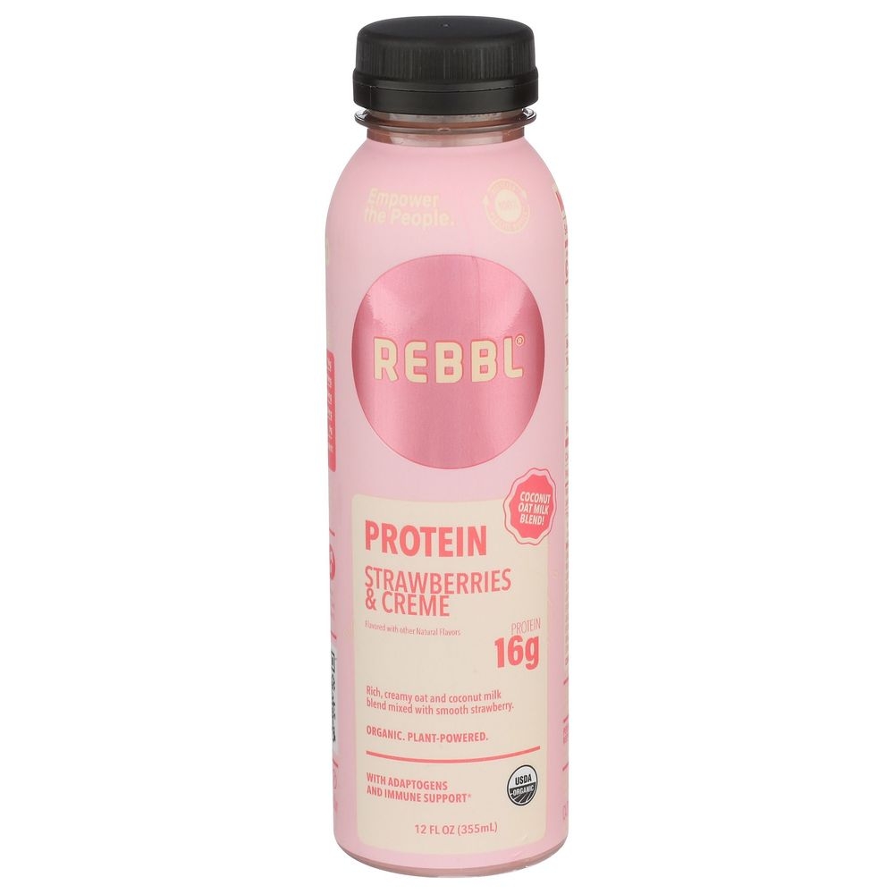Rebbl Organic Strawberries and Creme Protein Beverage, 12 Fluid Ounce -- 12 per case