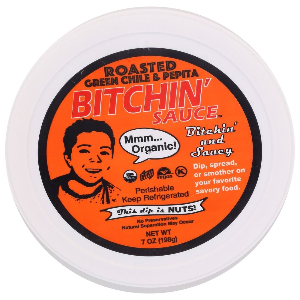 Bitchin Organic Roasted Green Chile and Pepita Dip, 7 Ounce -- 6 per case