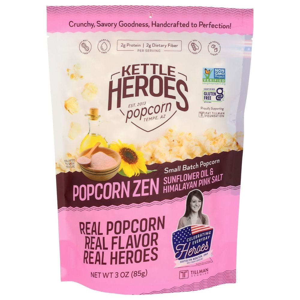 Kettle Heroes Popcorn Zen Sunflower Oil and Himalayan Pink Salt Kettle Corn, 3 Ounce -- 6 per case