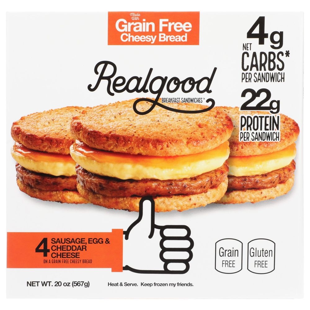 Real Good Foods Sausage Breakfast Sandwich, 21 Ounce -- 5 per case