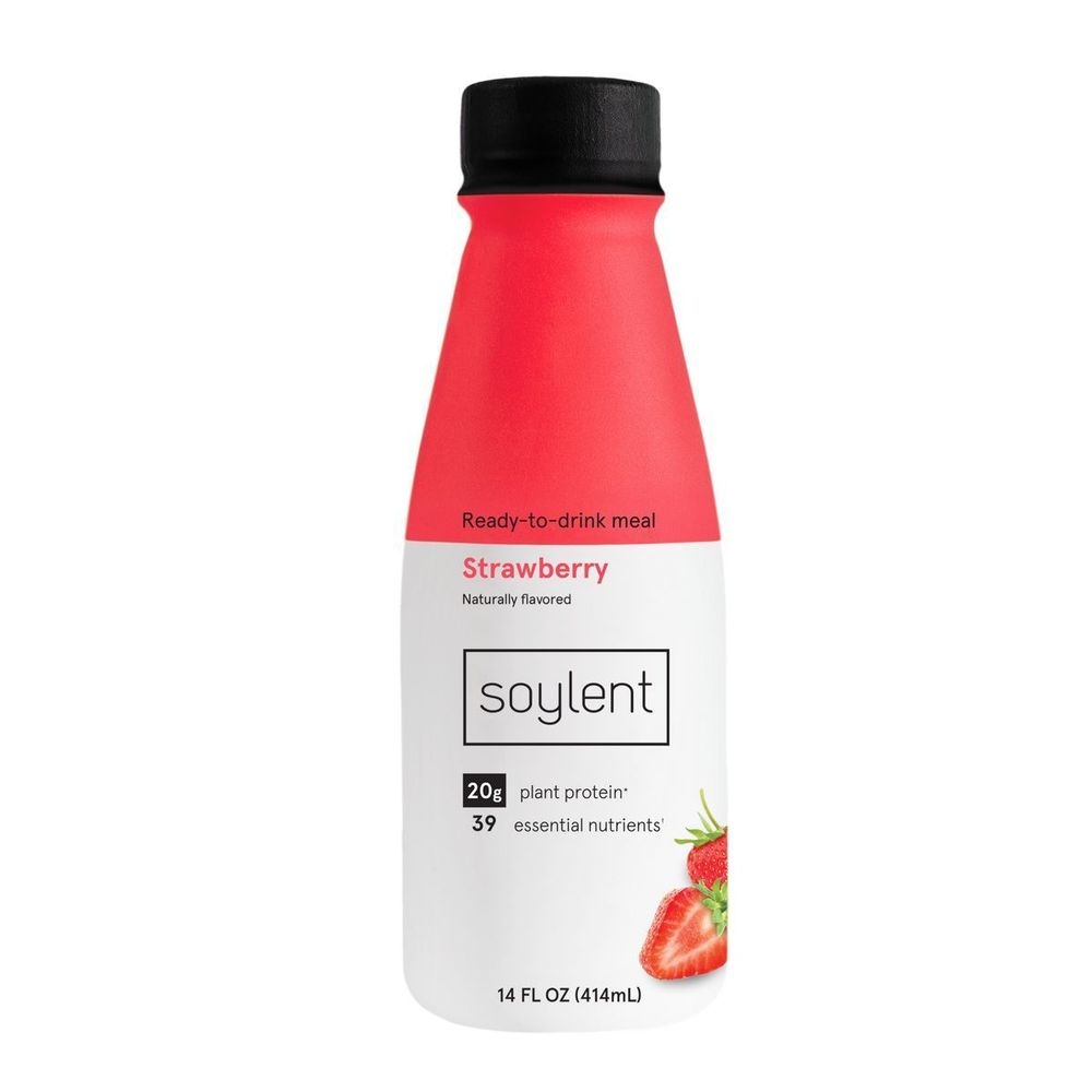 Soylent Strawberry Protein Ready To Drink Nutrition Shake, 14 Ounce -- 12 per case