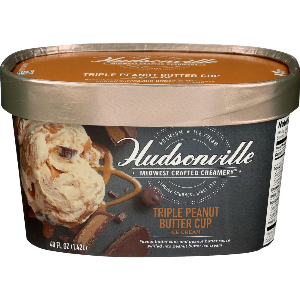 Hudsonville Triple Peanut Butter Cup Ice Cream, 48 Ounce -- 4 per case