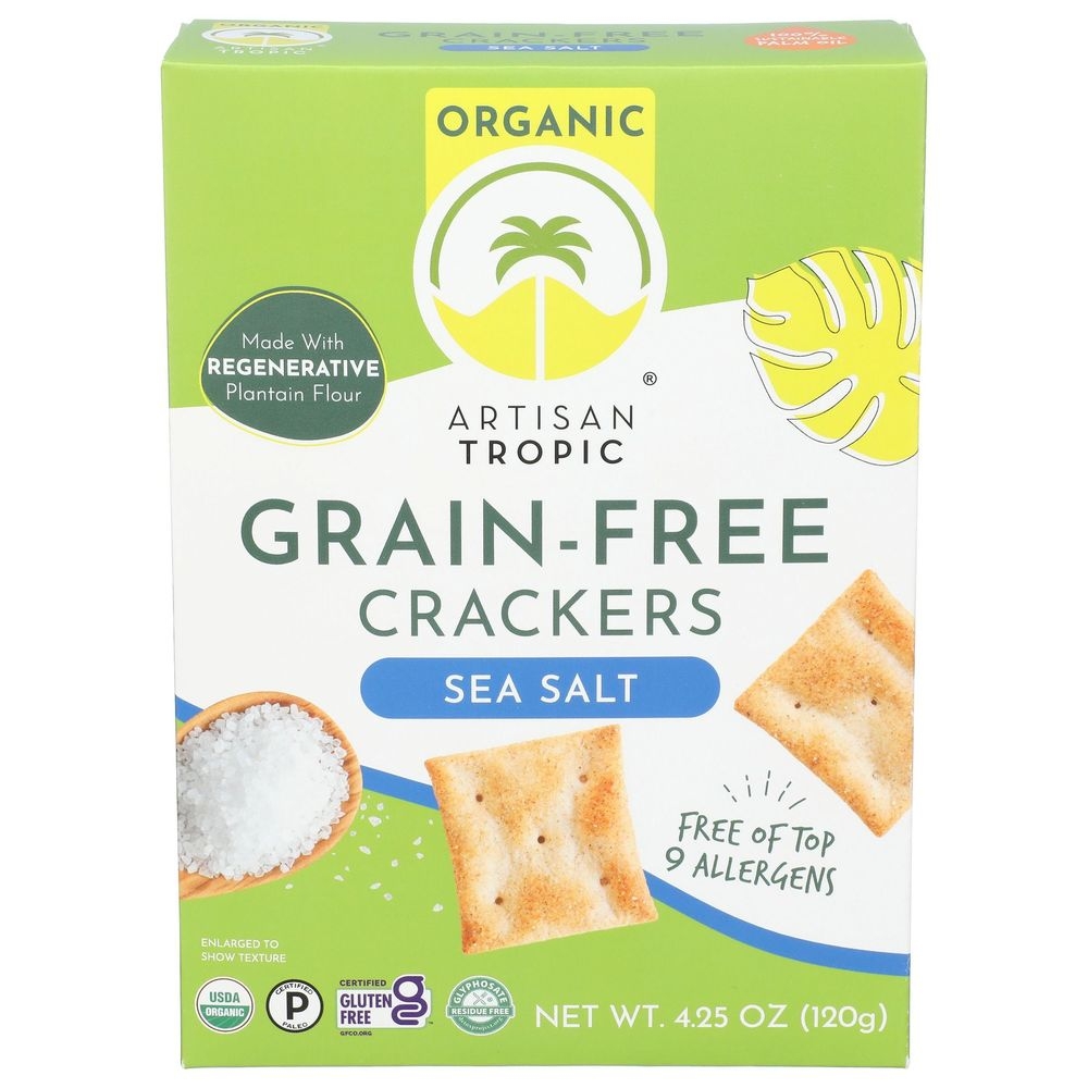 Artisan Tropic Organic Grain Free Sea Salt Crackers, 4.25 Ounce -- 6 per case