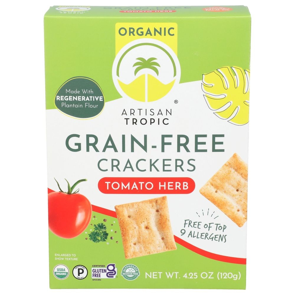 Artisan Tropic Organic Grain Free Tomato Herb Crackers, 4.25 Ounce -- 6 per case
