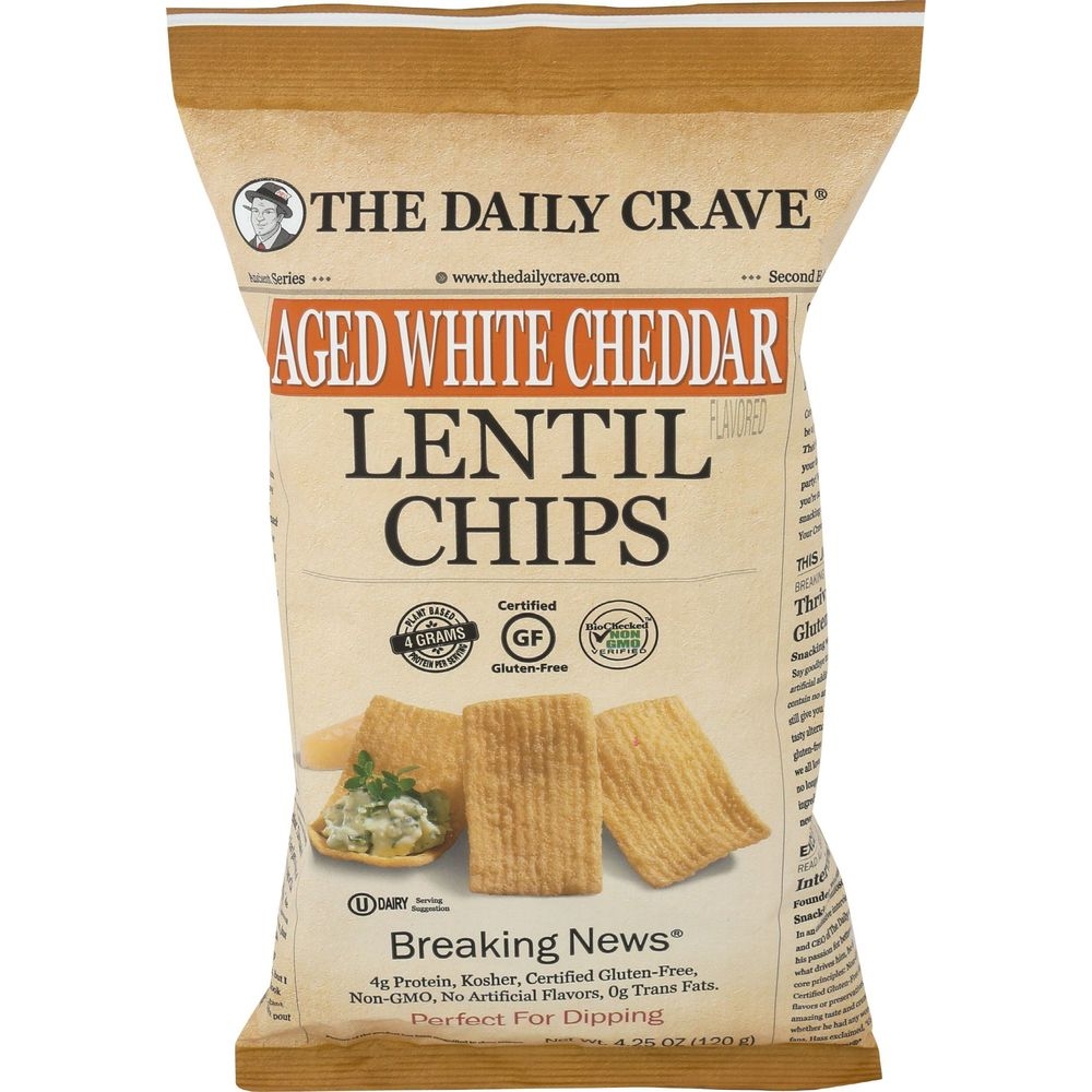 The Daily Crave Aged White Cheddar Lentil Chips, 4.25 Ounce -- 8 per case