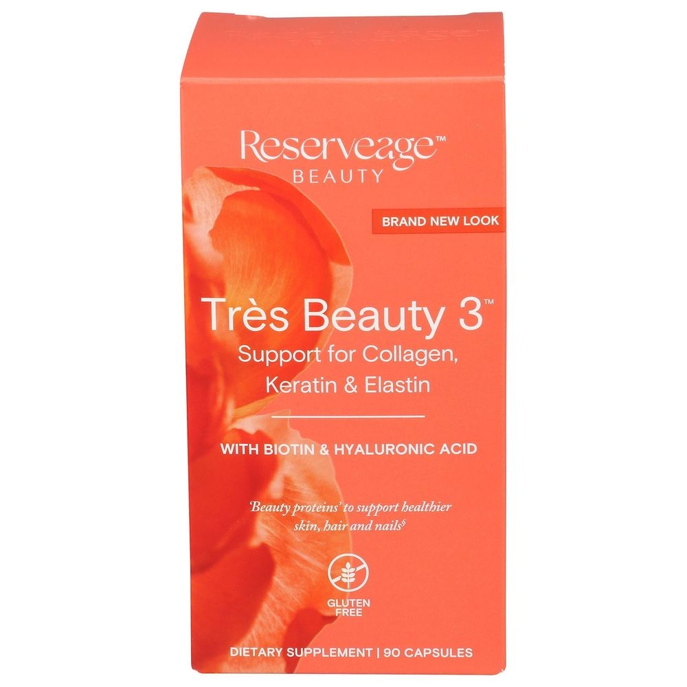 Reserveage Tres Beauty 3 Collagen Keratin and Elastin Dietary Supplement Capsules, 90 count