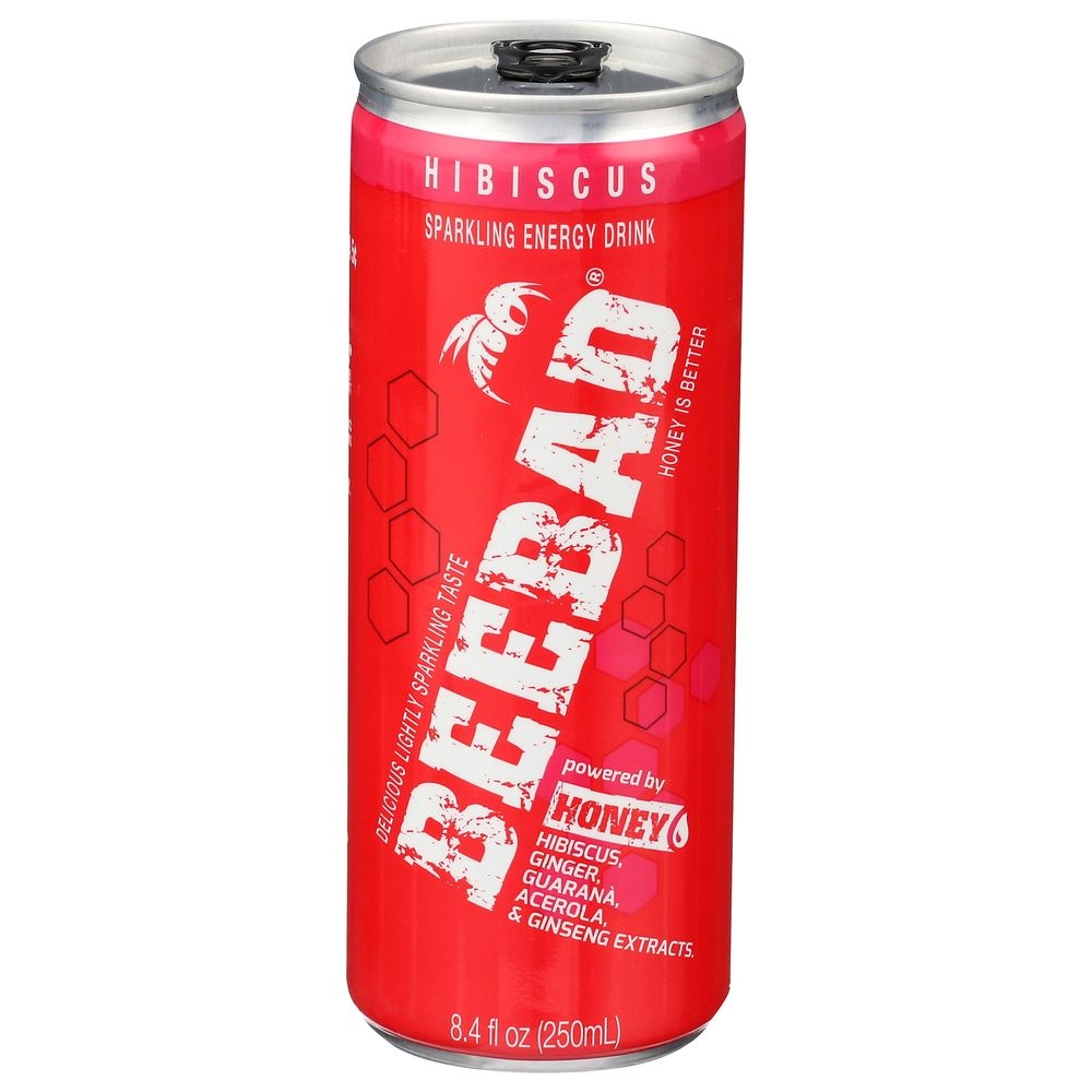 Bee Bad Hibiscus Honey Sparkling Energy Drink, 8.4 Fluid Ounce -- 12 per case