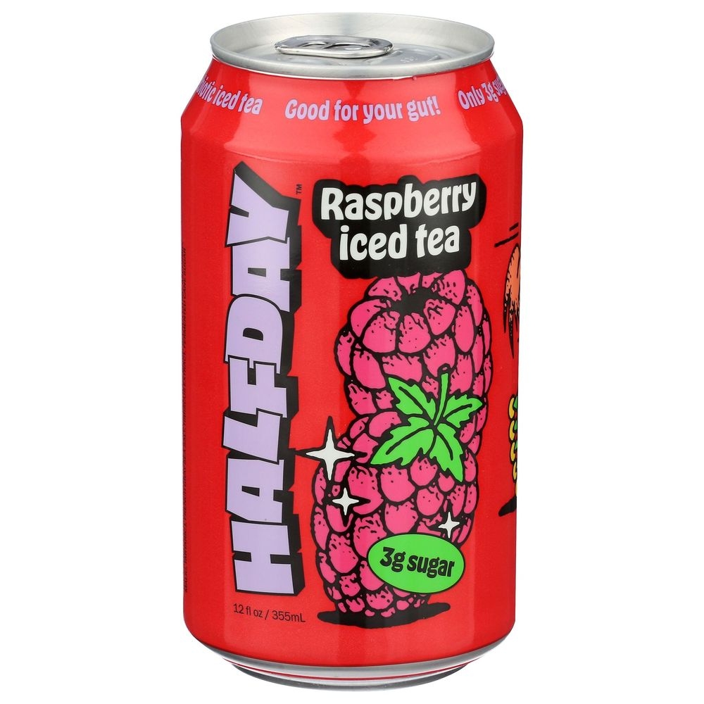 HALFDAY Prebiotic Raspberry Iced Tea, 12 Fluid Ounce -- 12 per case