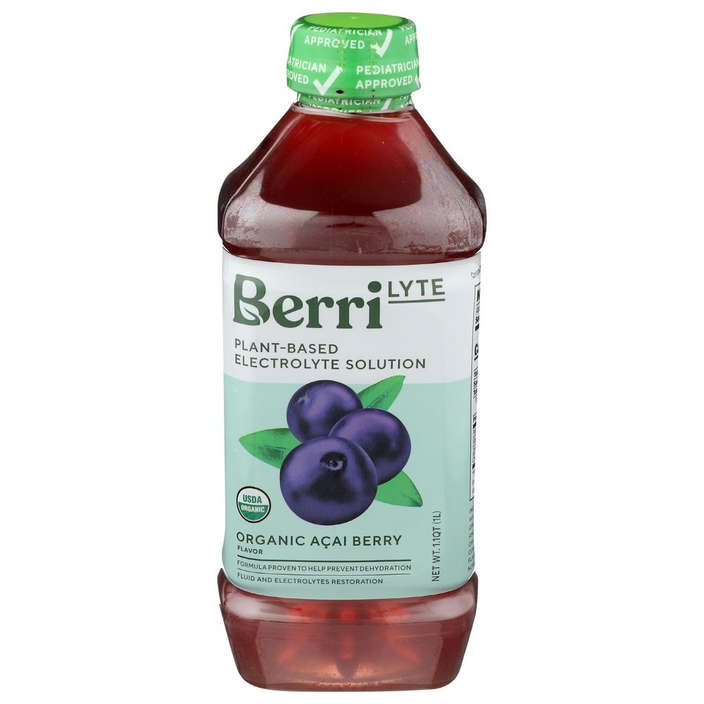 Berri Lyte Organic Acai Berry Plant Based Electrolyte Solution, 1 Liter -- 6 per case