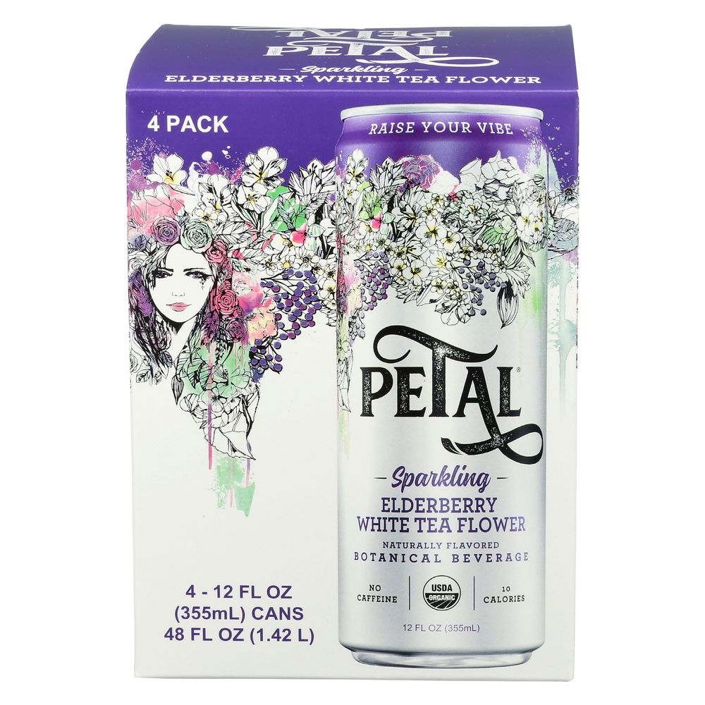Petal Elderberry White Tea Flower Sparkling Water, 48 Fluid Ounce -- 6 per case