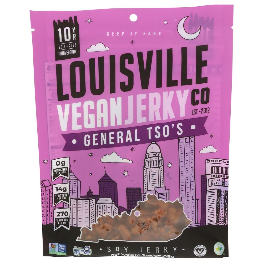 Louisville Vegan Jerky General Tsos Soy Snack, 3 Ounce -- 10 per case