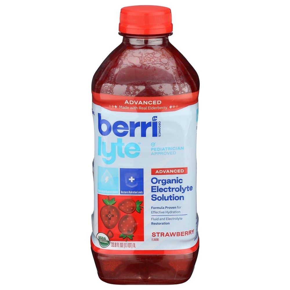 Berri Lyte Organic Advanced Strawberry Electrolyte Solution, 1 Liter -- 6 per case