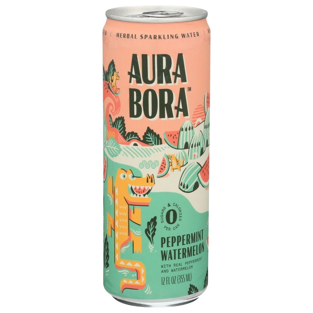 Aura Bora Peppermint Watermelon Sparkling Water, 12 Fluid Ounce -- 12 per case