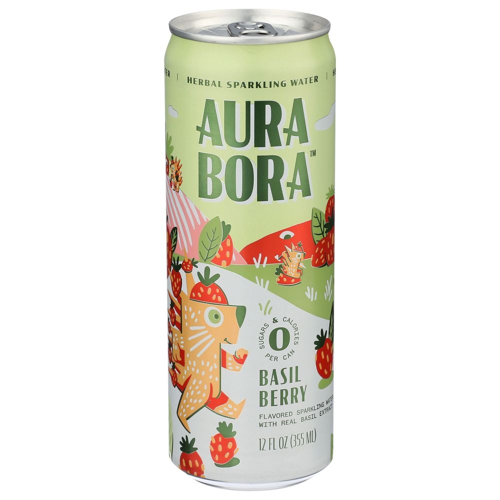 Aura Bora Basil Berry Sparkling Water, 12 Fluid Ounce -- 12 per case