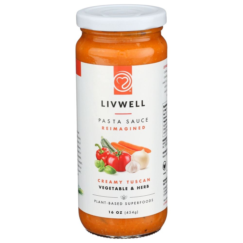 Livwell Foods Creamy Tuscan Vegetable and Herb Pasta Sauce, 16 Ounce -- 6 per case