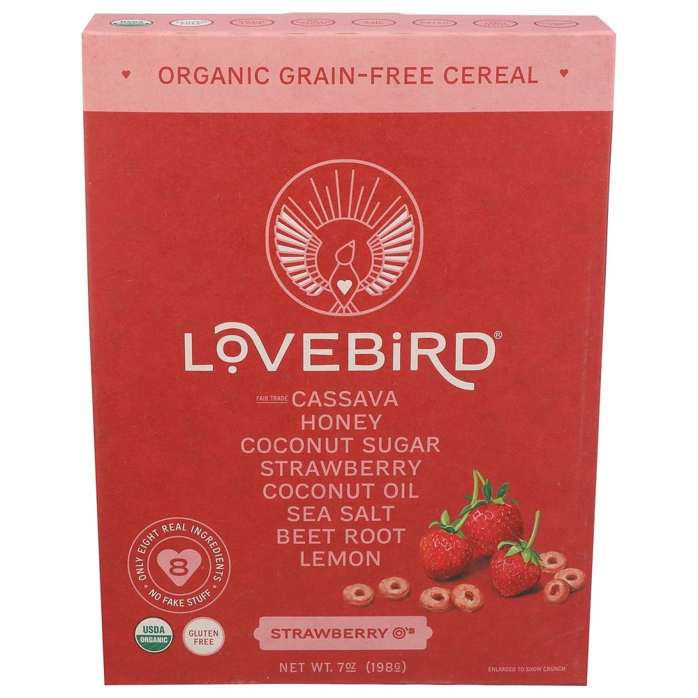 Lovebird Organic Grain Free Strawberry Cereal, 7 Ounce -- 6 per case