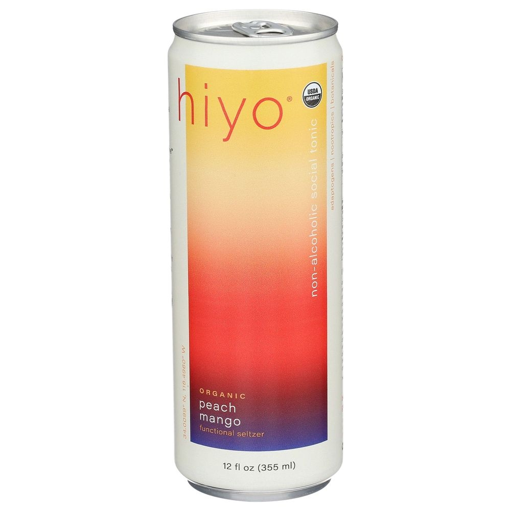 Hiyo Organic Peach Mango Functional Seltzer, 12 Fluid Ounce -- 12 per case
