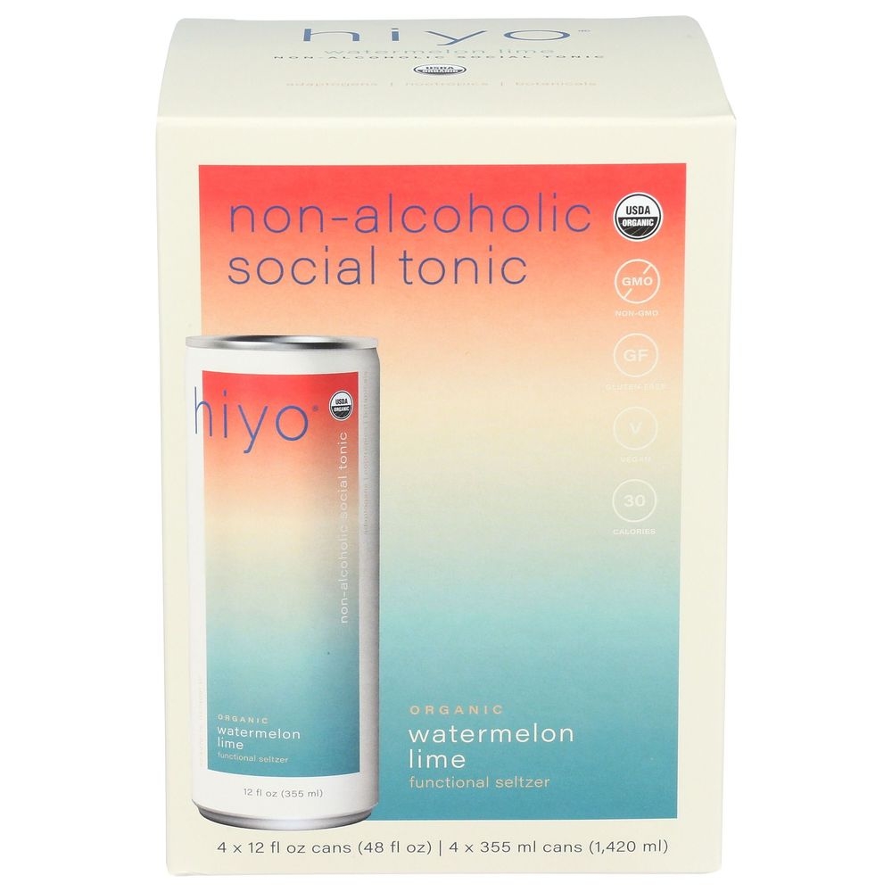 Hiyo Organic Watermelon Lime Functional Seltzer, 48 Fluid Ounce -- 6 per case