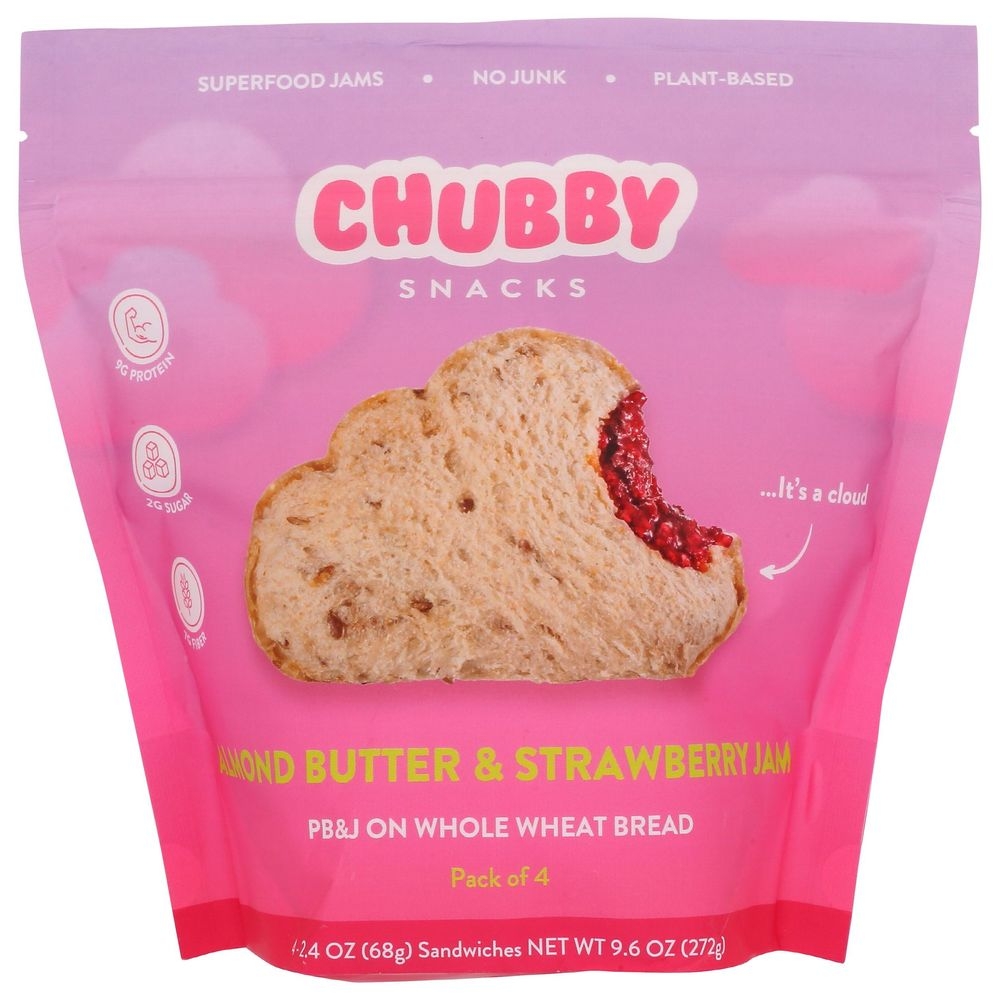 Chubby Almond Butter and Strawberry Jam Whole Wheat Bread Sandwich, 9.6 Ounce -- 6 per case